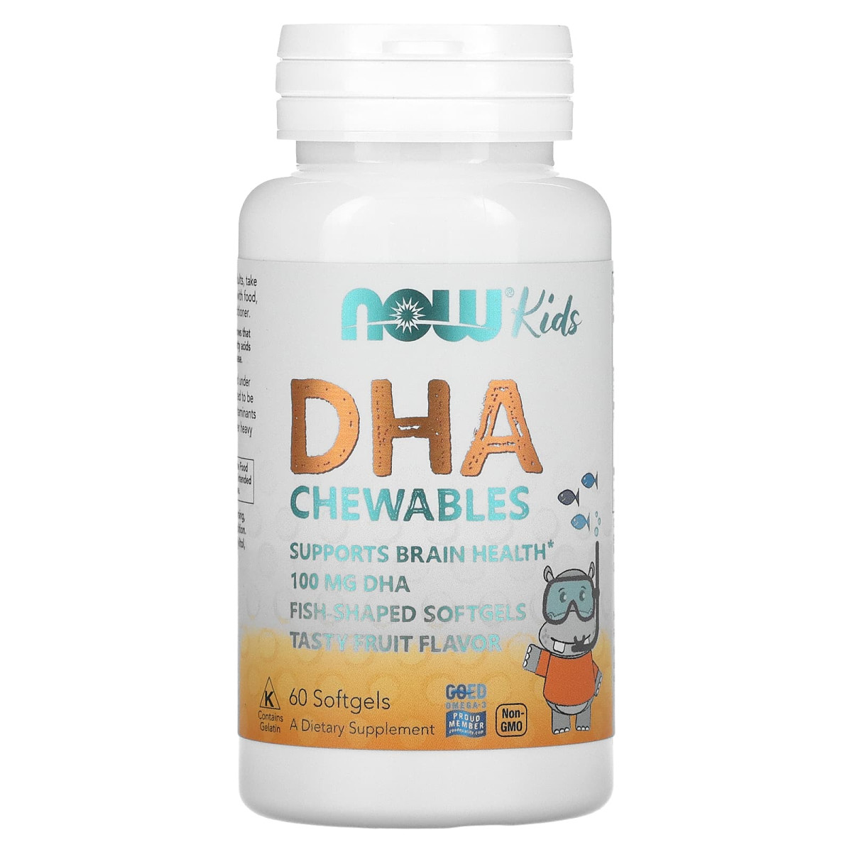 NOW Foods, Kid's DHA Chewables, Tasty Fruit, 60 kapsułek miękkich