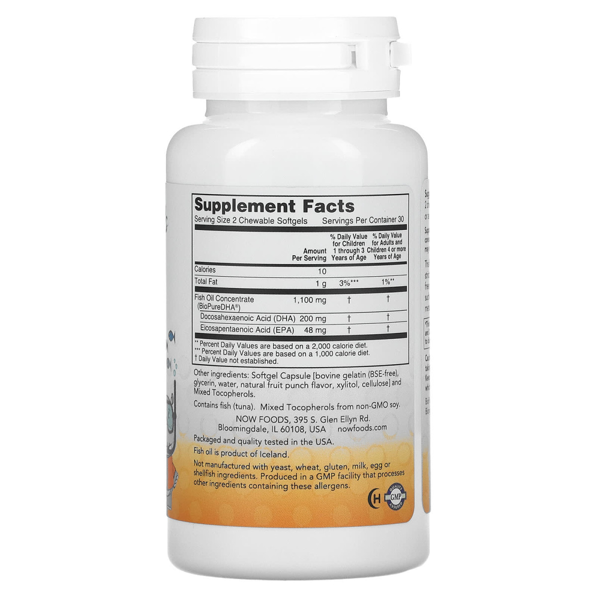 NOW Foods, Kid's DHA Chewables, Tasty Fruit, 60 kapsułek miękkich