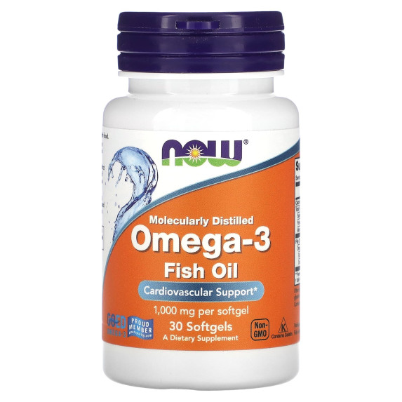 NOW Foods, Omega-3 Fish Oil, 1000 mg, 30 kapsułek miękkich