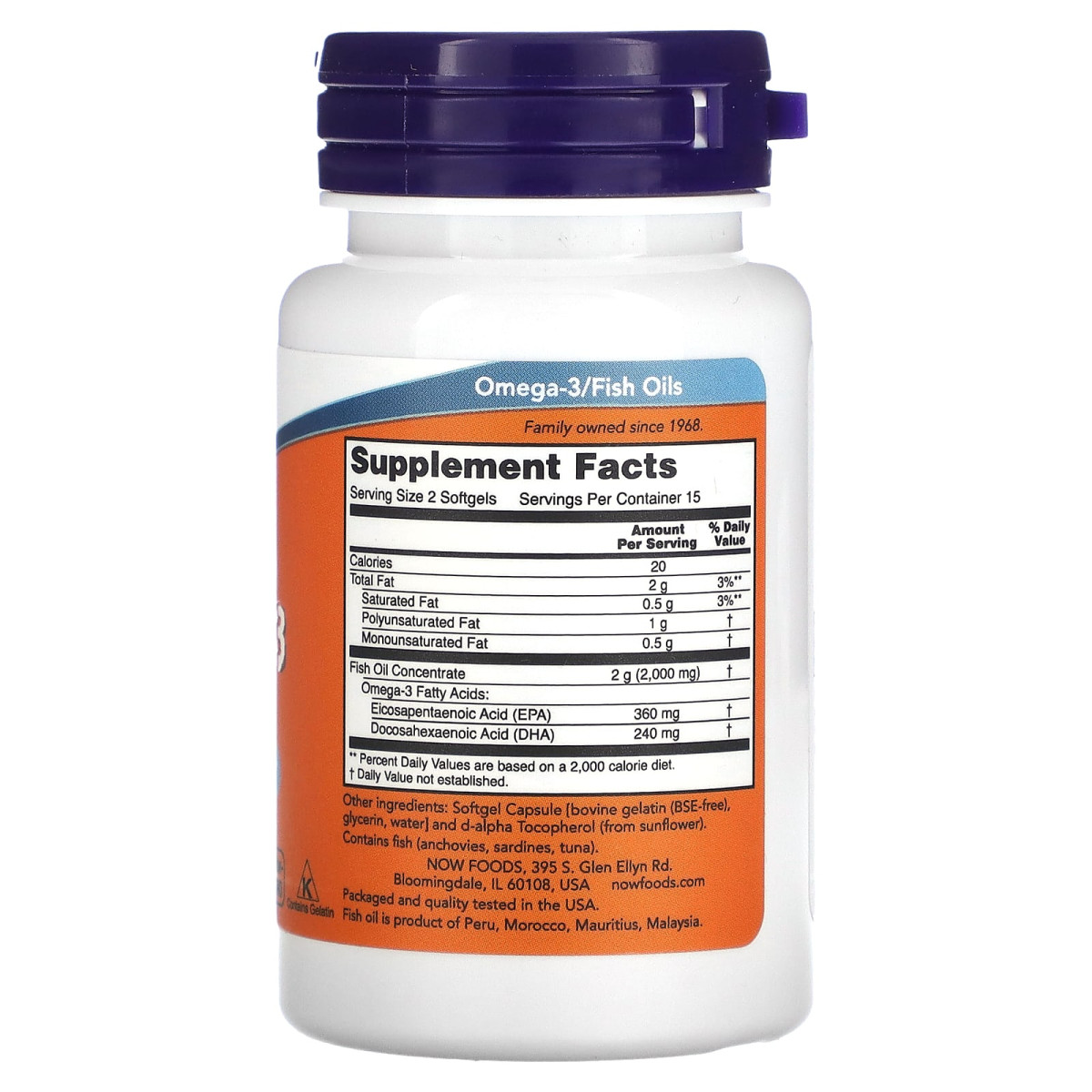NOW Foods, Omega-3 Fish Oil, 1000 mg, 30 kapsułek miękkich