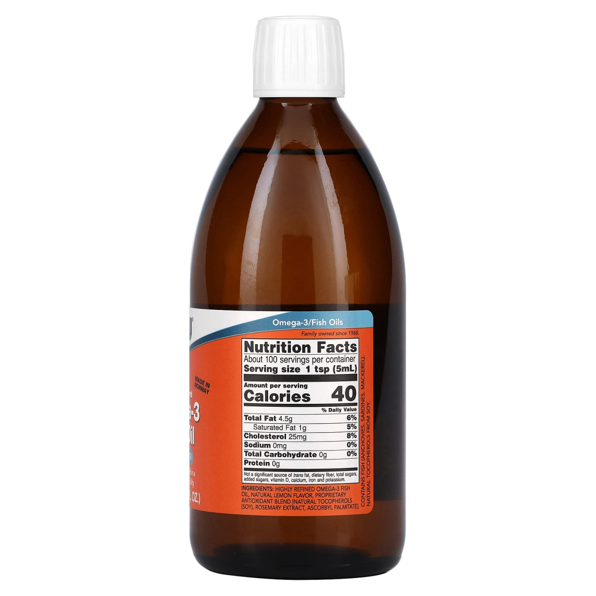NOW Foods, Olej rybny omega-3, cytryna, 500 ml