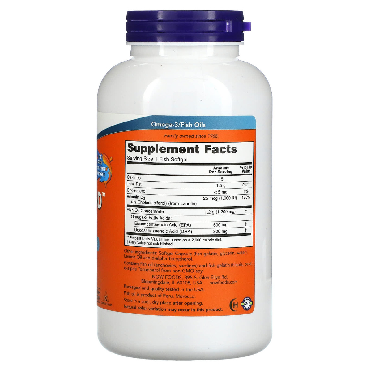 NOW Foods, Ultra Omega 3-D, 600 EPA / 300 DHA, 180 miękkich kapsułek rybnych