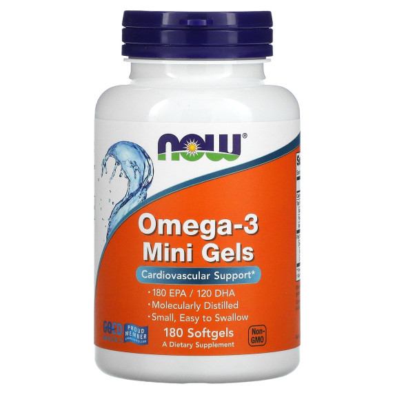 NOW Foods, Miniżele omega-3, 180 miękkich kapsułek