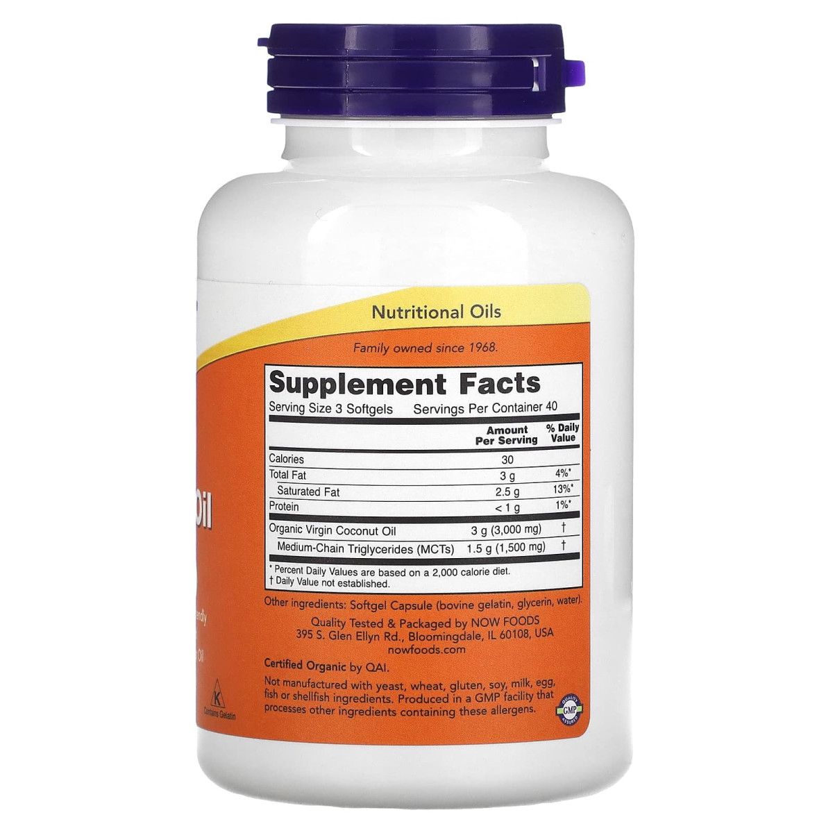NOW Foods, Olej kokosowy z pierwszego tłoczenia, 1000 mg, 120 miękkich kapsułek