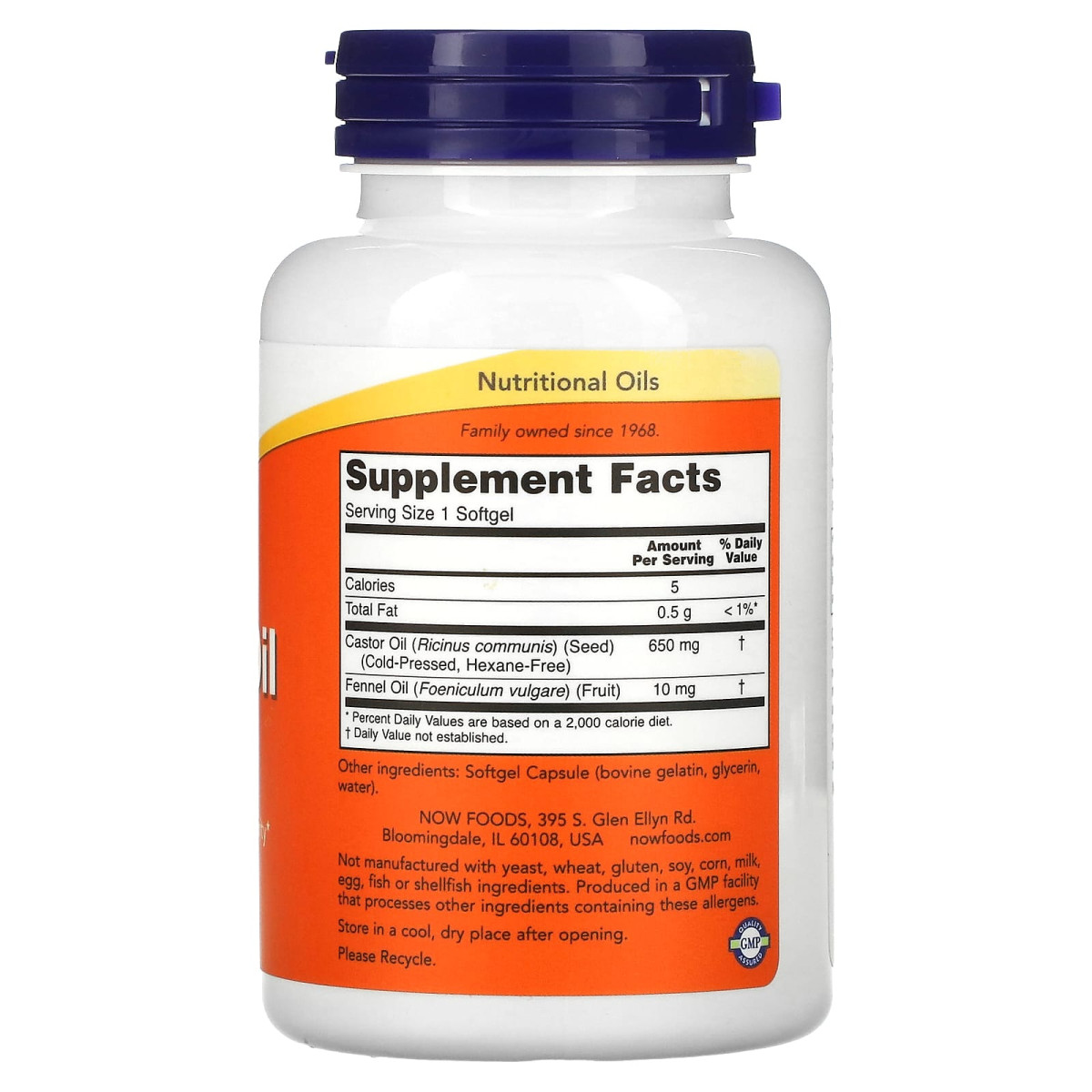 NOW Foods, Olej rycynowy, 650 mg, 120 miękkich kapsułek