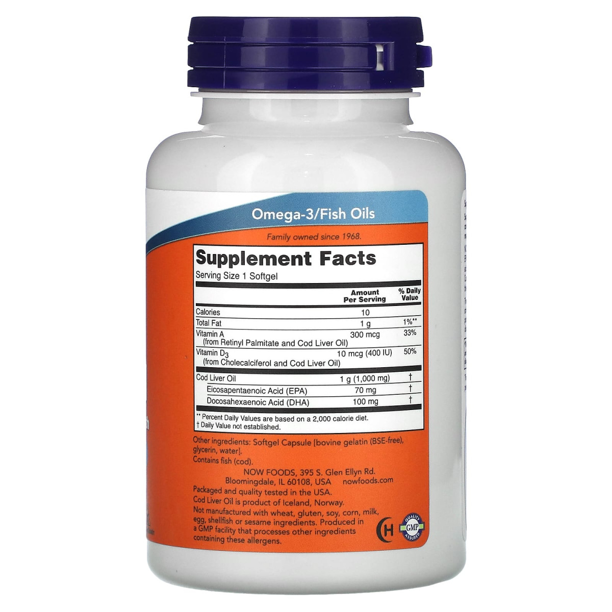 NOW Foods, Olej z wątroby dorsza, zwiększona siła działania, 1000 mg, 90 kapsułek miękkich