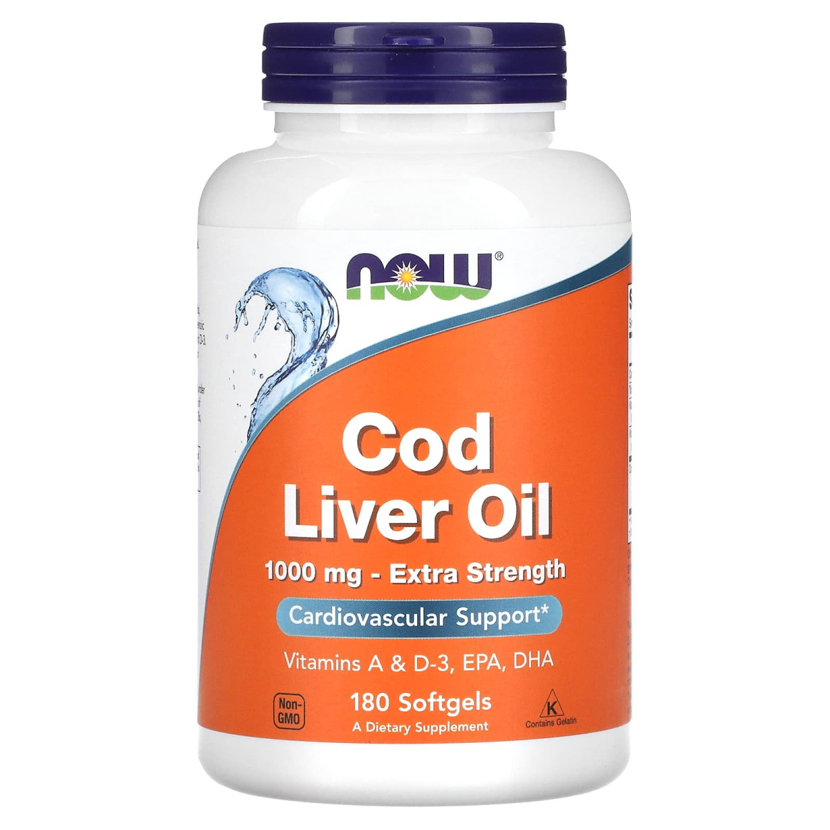 NOW Foods, Cod Liver Oil, 1000 mg, 180 kapsułek miękkich
