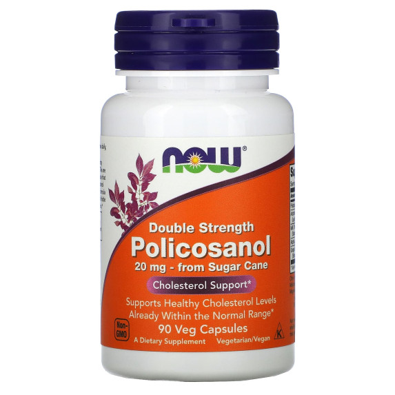 NOW Foods, Polikosanol o podwójnej sile, 20 mg, 90 kapsułek roślinnych