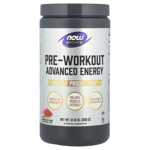 NOW Foods, Sportowe, przedtreningowe Zaawansowana energia, smak arbuza, 600 g