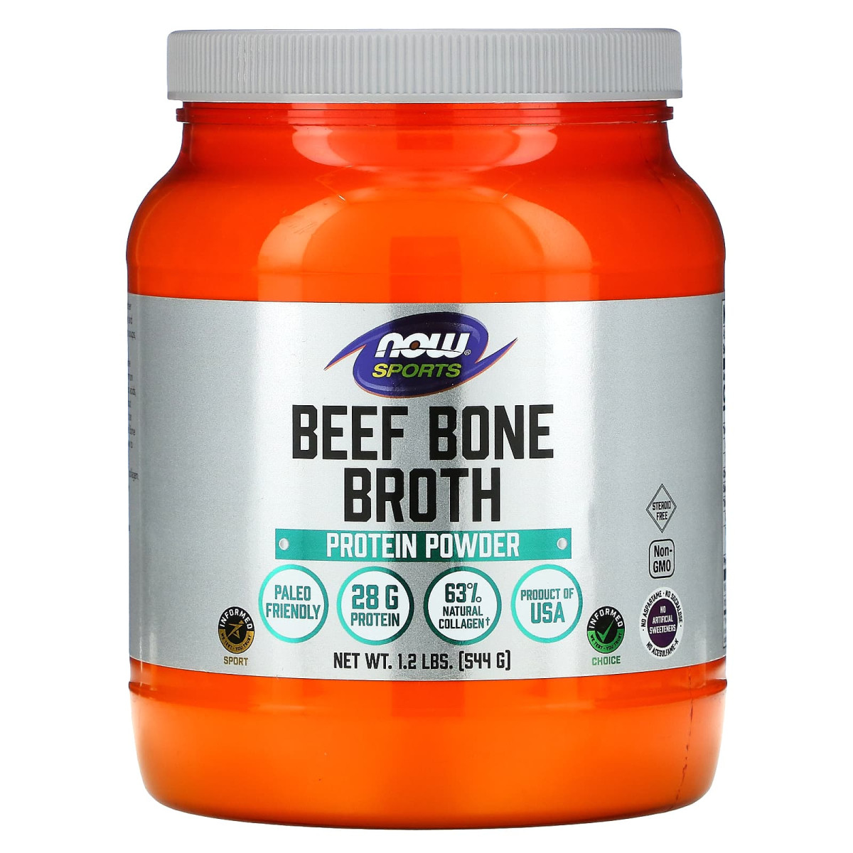 NOW Foods, Dla sportowców, wywar z kości wołowych, odżywka białkowa, 544 g
