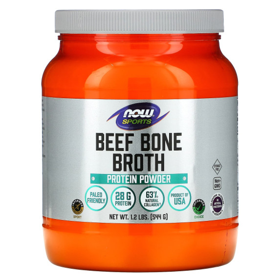NOW Foods, Dla sportowców, wywar z kości wołowych, odżywka białkowa, 544 g