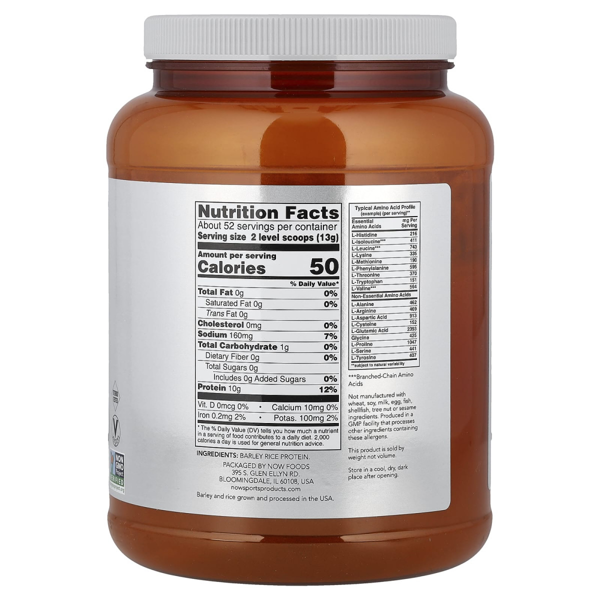 NOW Foods, Dla sportowców, ledwie ryżowe białko w proszku, niearomatyzowane, 680 g