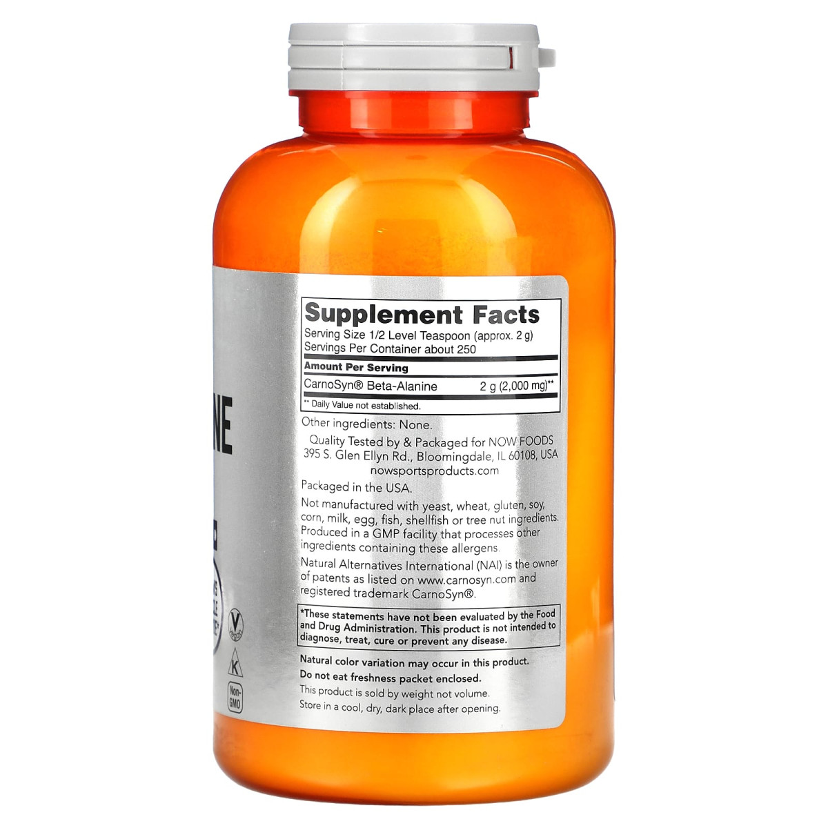 NOW Foods, Sports, beta-alanina, czysty proszek, 500 g