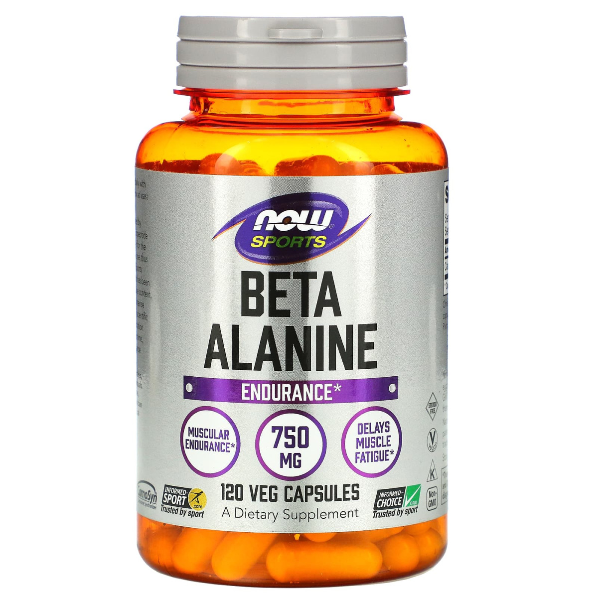 NOW Foods, Sports, beta-alanina, endurance, 750 mg, 120 kapsułek roślinnych