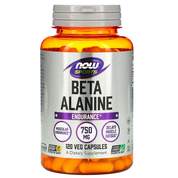 NOW Foods, Sports, beta-alanina, endurance, 750 mg, 120 kapsułek roślinnych