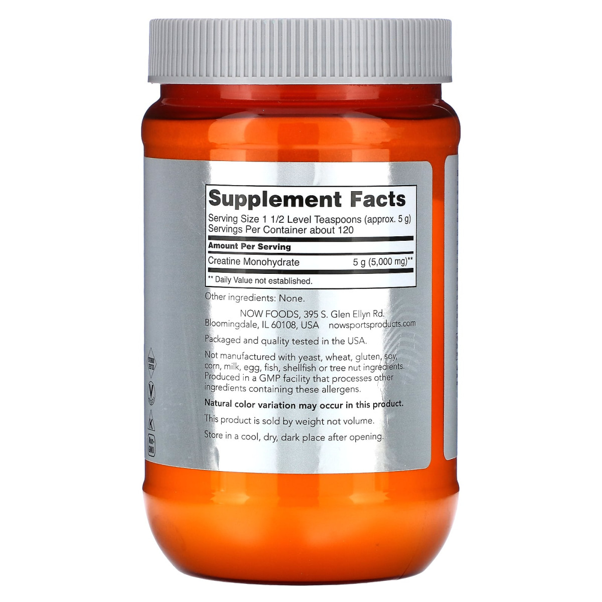 NOW Foods, Sports, monohydrat kreatyny, 600 g