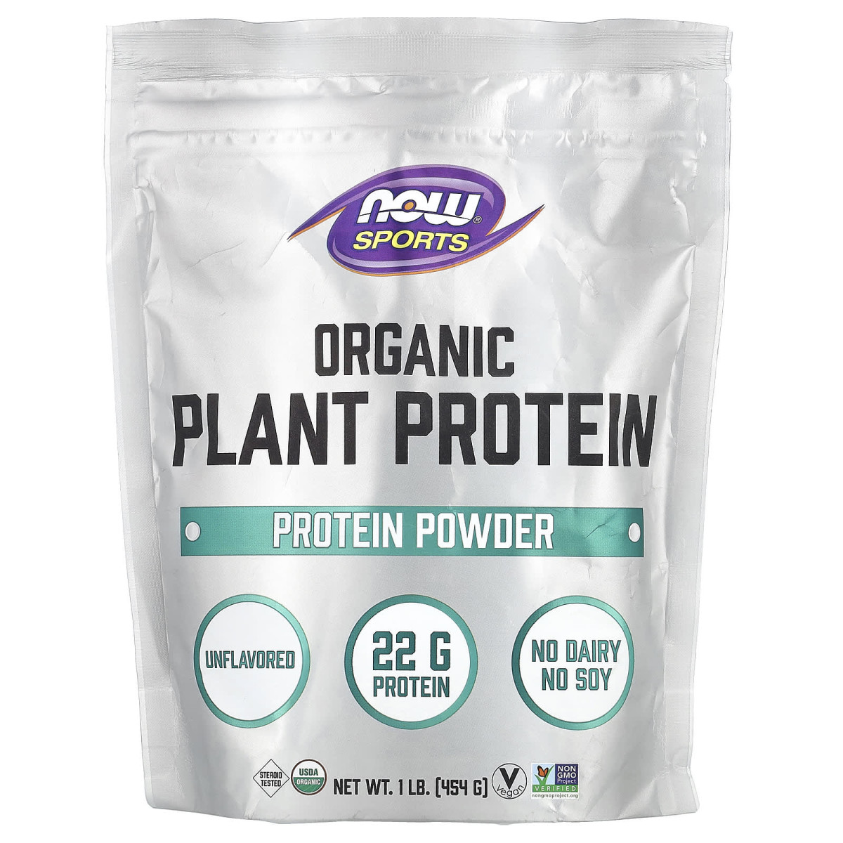 NOW Foods, Dla sportowców, organiczne białko roślinne w proszku, niearomatyzowane, 454 g