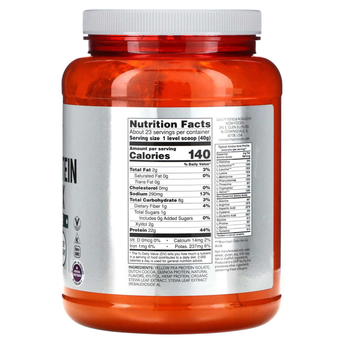 NOW Foods, Kompleks białek roślinnych, czekoladowa mokka, 907 g