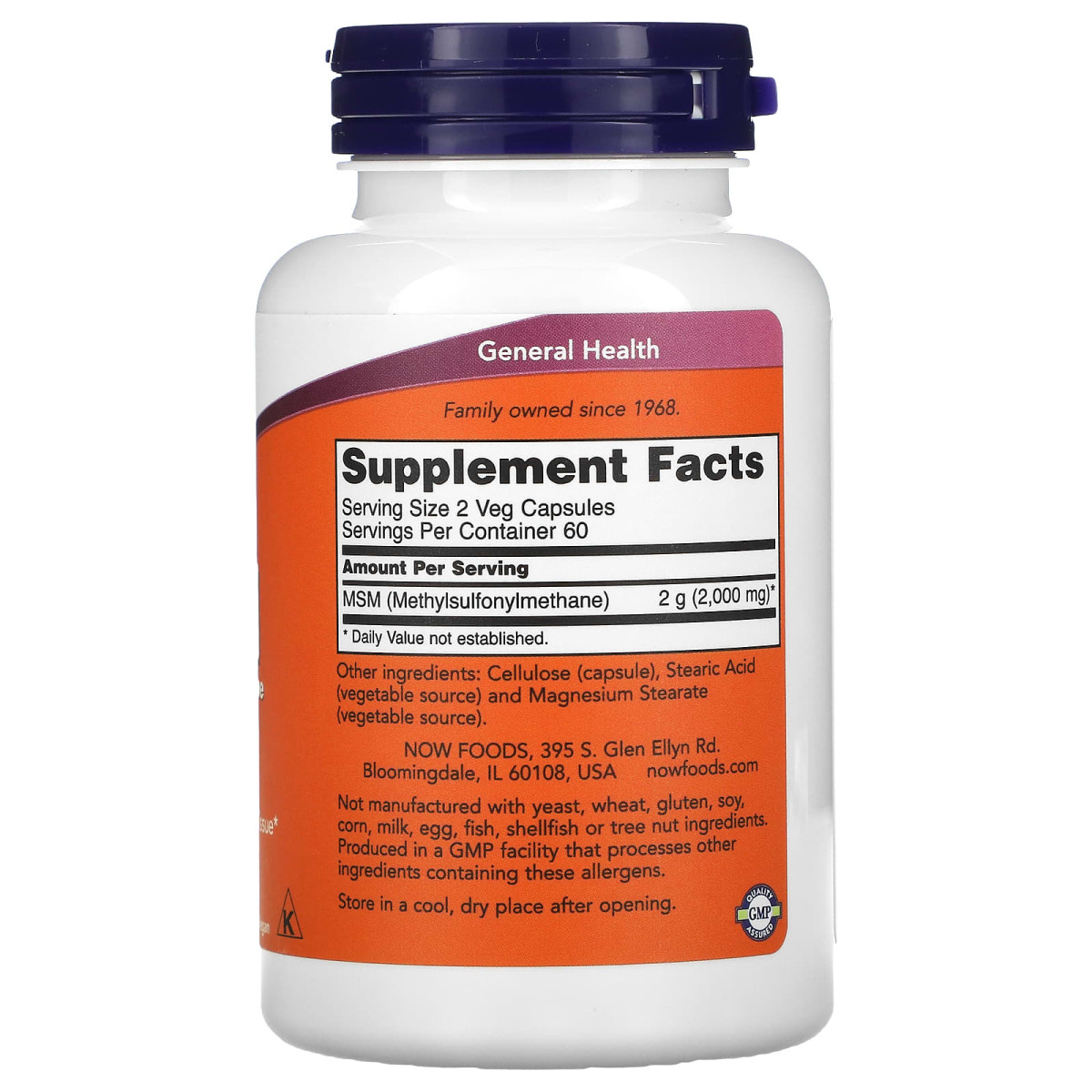 NOW Foods, MSM, metylosulfonylometan, 1000 mg, 120 kapsułek roślinnych
