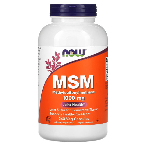 NOW Foods, MSM, 1000 mg, 240 kapsułek roślinnych