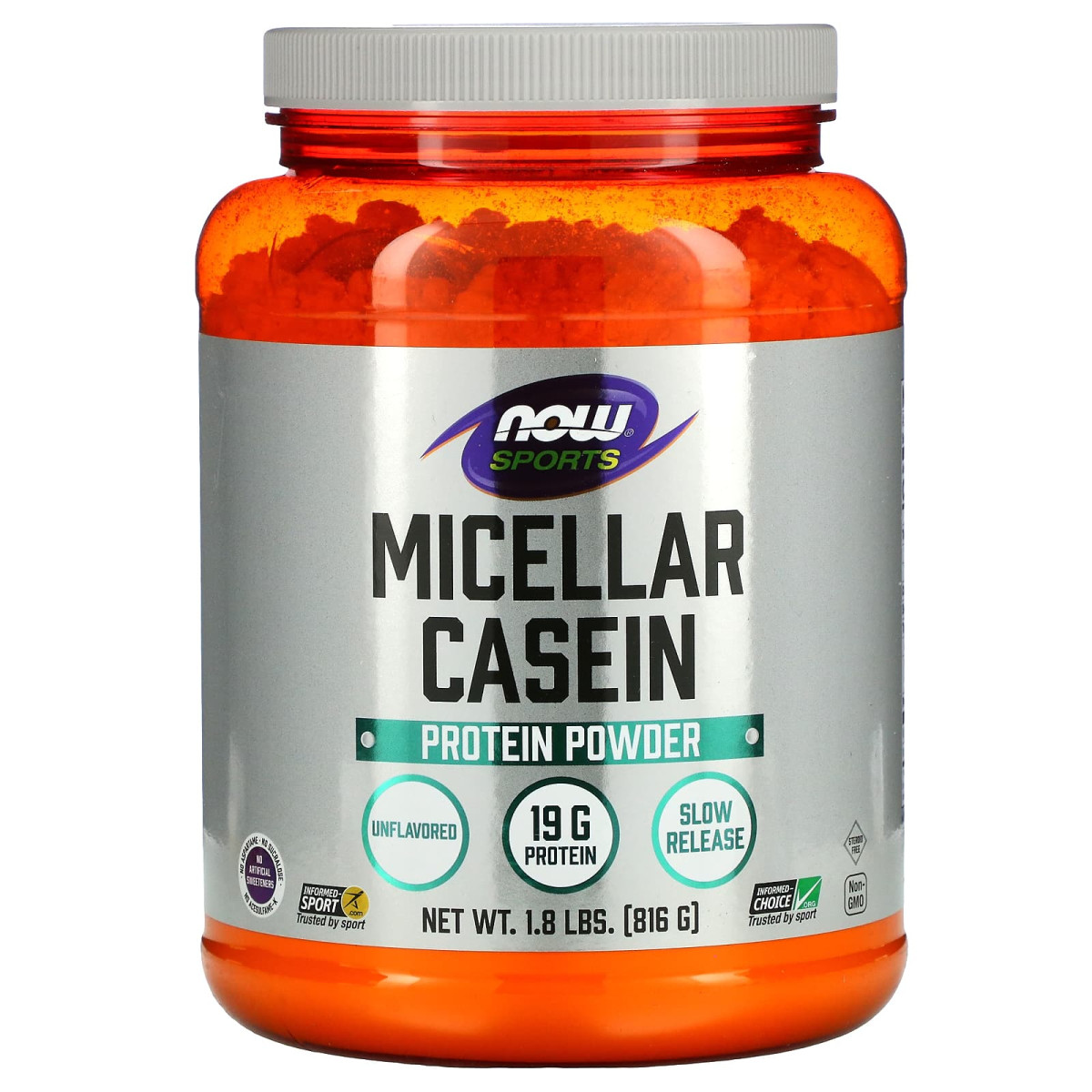 NOW Foods, Dla sportowców, kazeina micelarna w proszku, niearomatyzowany, 816 g