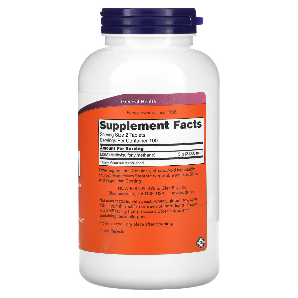 NOW Foods, MSM, 1500 mg, 200 tabletek