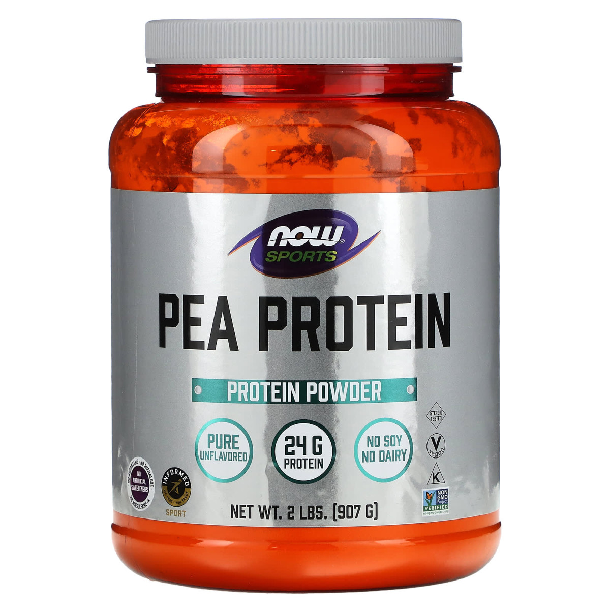 NOW Foods, Dla sportowców, białko grochu, czysty niearomatyzowany, 907 g