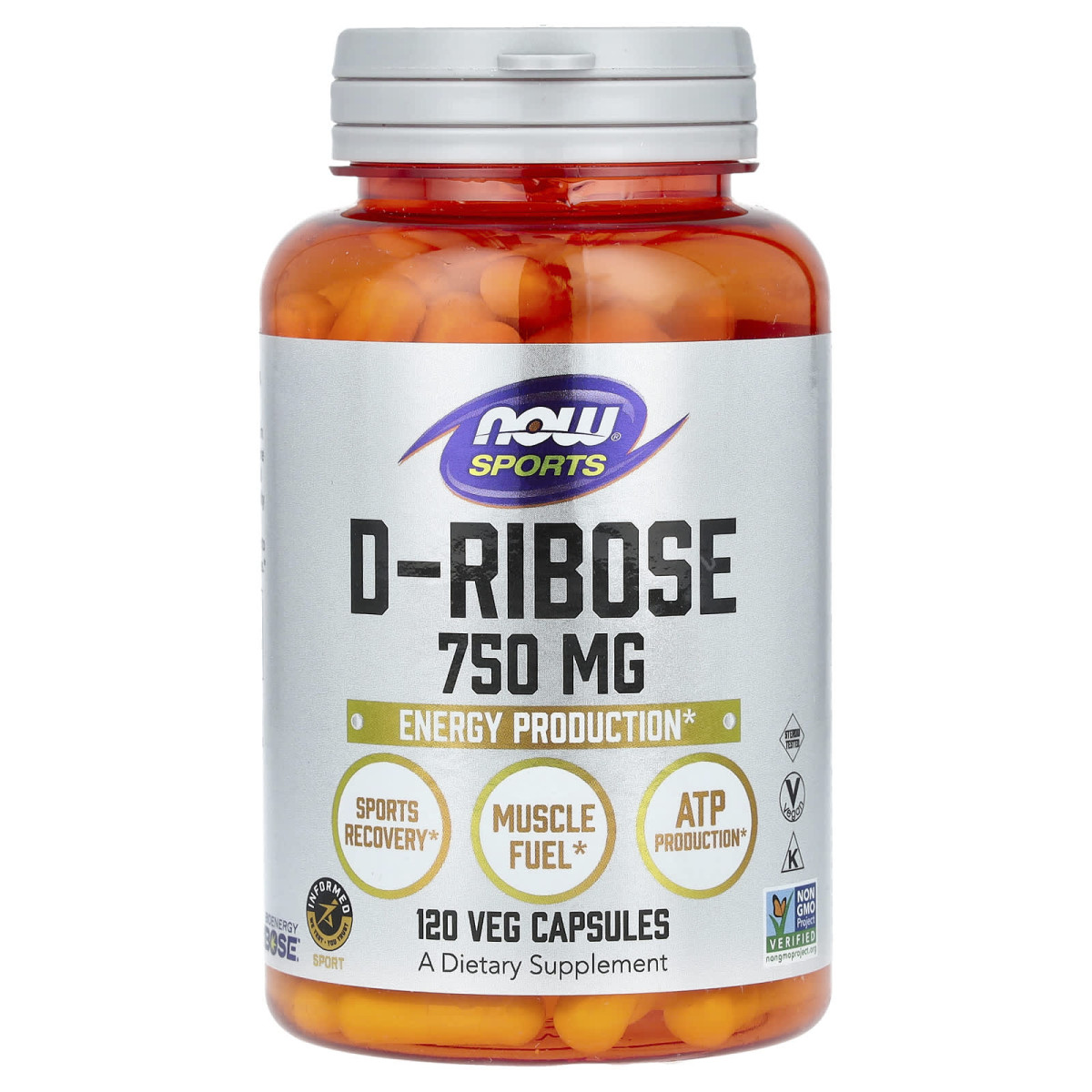 NOW Foods, Sports, D-ryboza, 750 mg, 120 kapsułek roślinnych