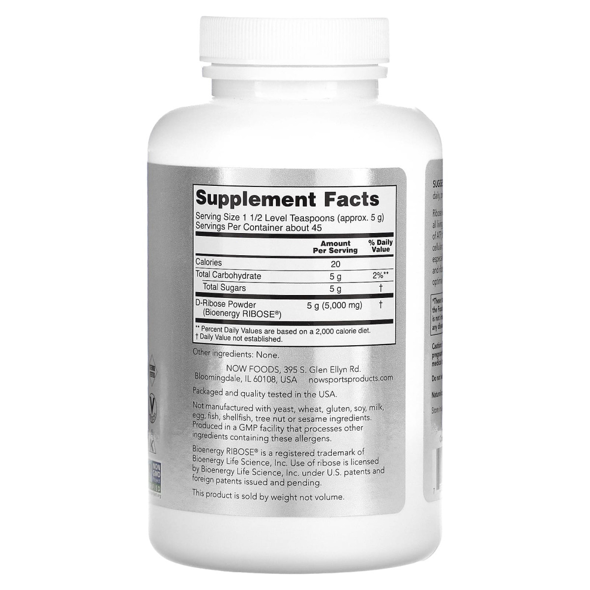 NOW Foods, Sports, D-ryboza w proszku, 227 g
