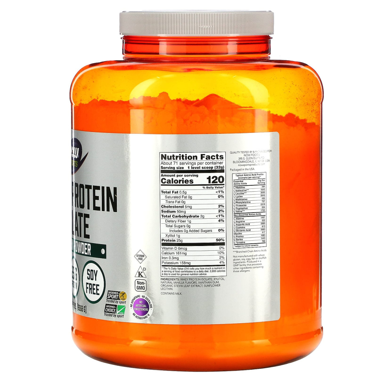 NOW Foods, Dla sportowców, izolat białka serwatkowego, kremowa wanilia, 5 lbs (2268 g)