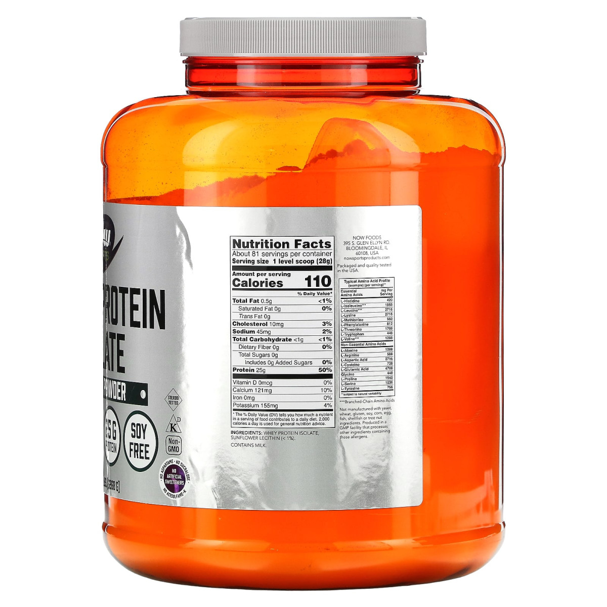 NOW Foods, Dla sportowców, izolat białka serwatkowego, niearomatyzowany, 2268 g