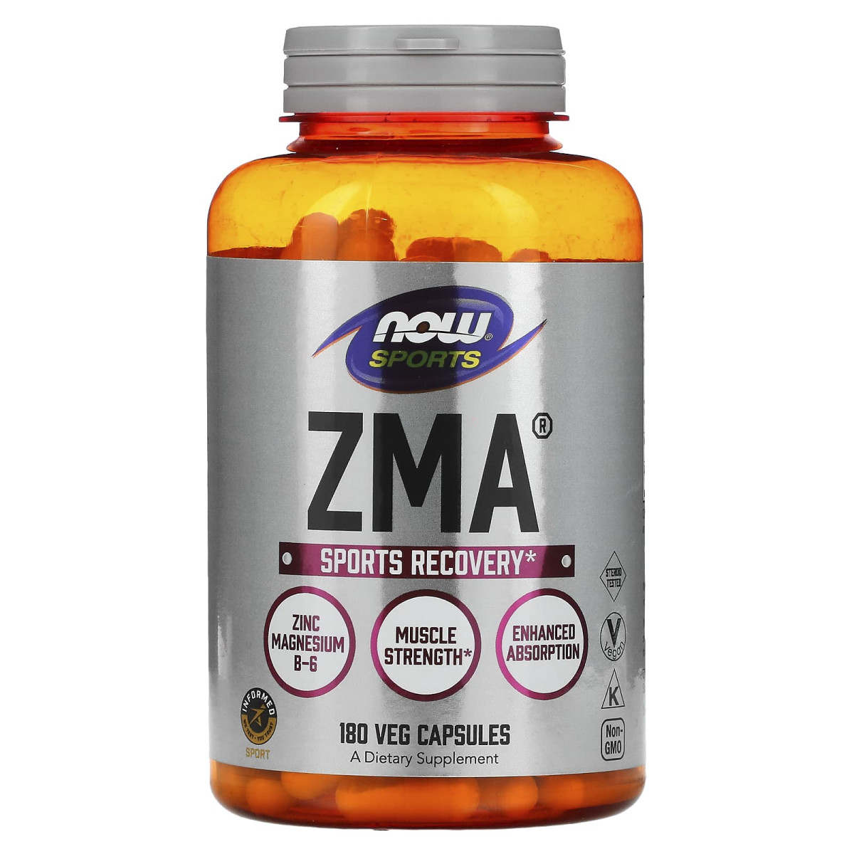NOW Foods, Sports, ZMA, Sports Recovery, 180 kapsułek roślinnych