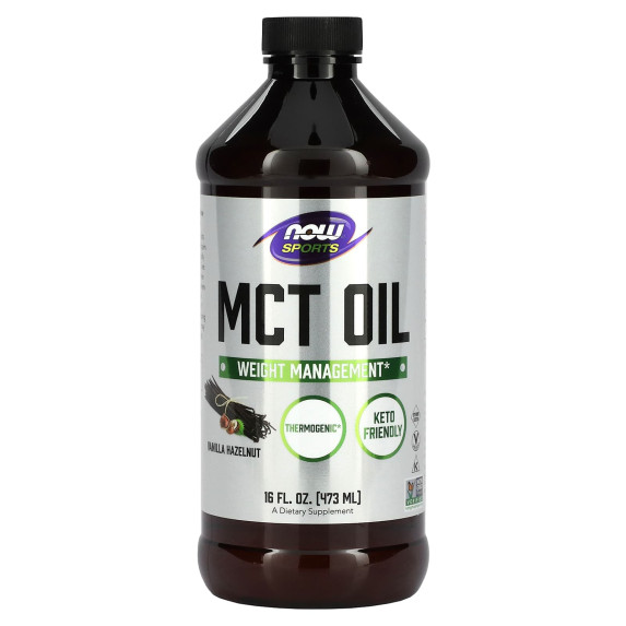 NOW Foods, Sport, olej MCT, wanilia z orzechami laskowymi, 14 g, 473 ml