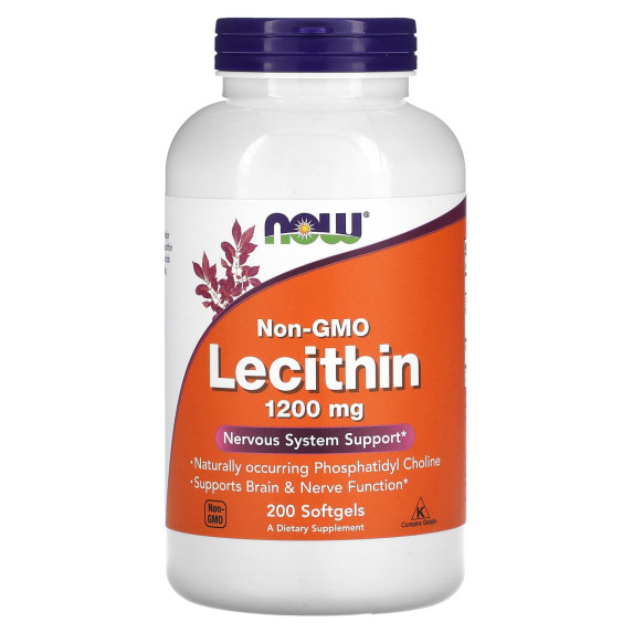 NOW Foods, Lecytyna bez GMO, 1200 mg, 200 kapsułek miękkich