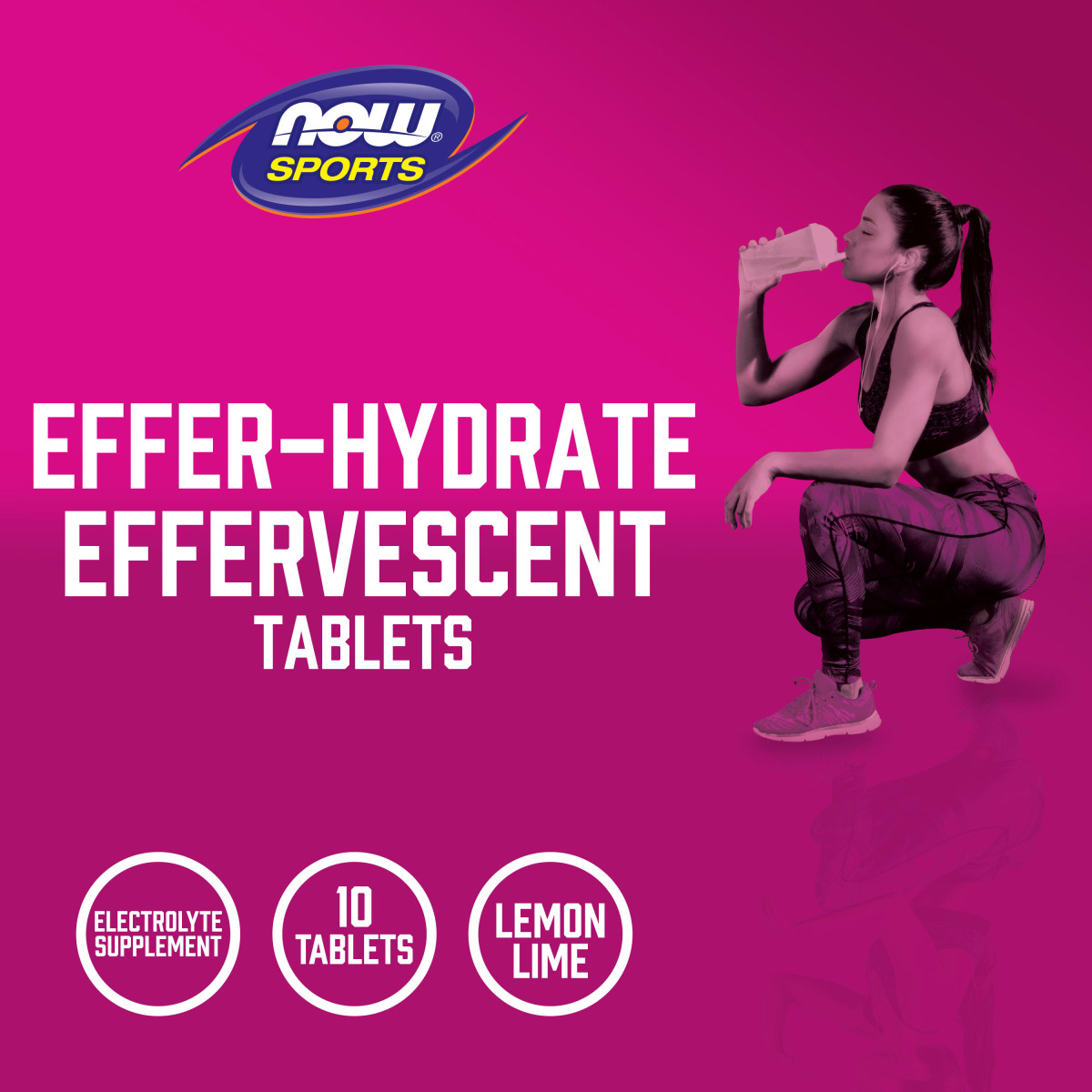 NOW Foods, Sports, Effer-Hydrate, cytrynowo-limonkowy, 10 tabletek, 51 g