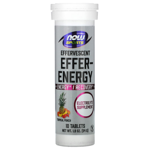 NOW Foods, Sports, Effer-Energy, poncz tropikalny, 10 tabletek, 54 g