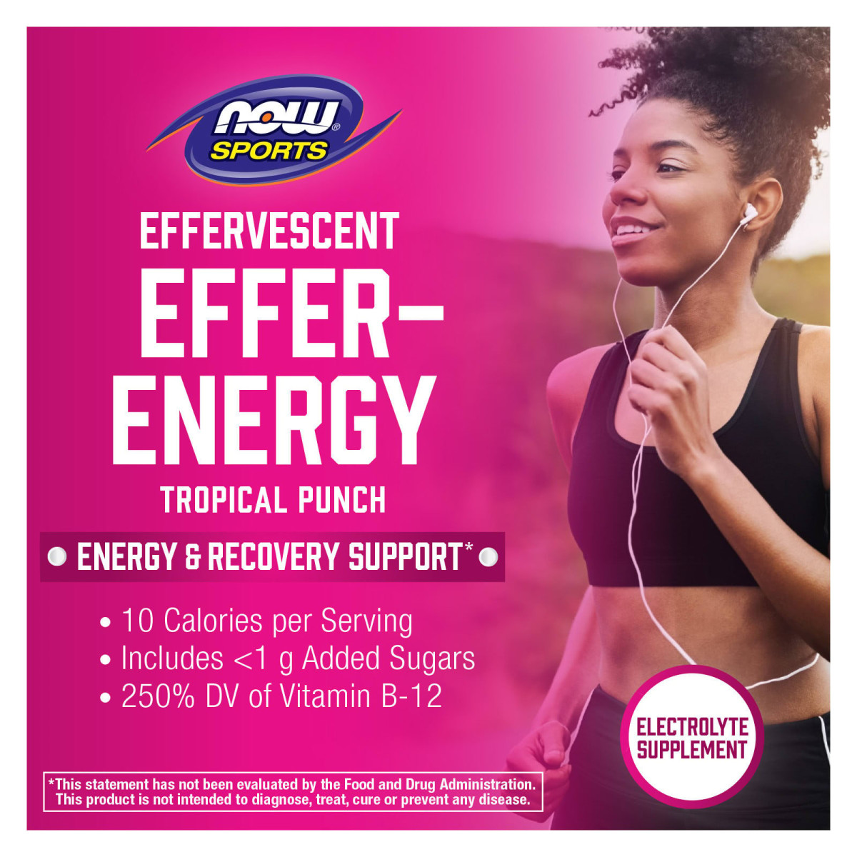 NOW Foods, Sports, Effer-Energy, poncz tropikalny, 10 tabletek, 54 g