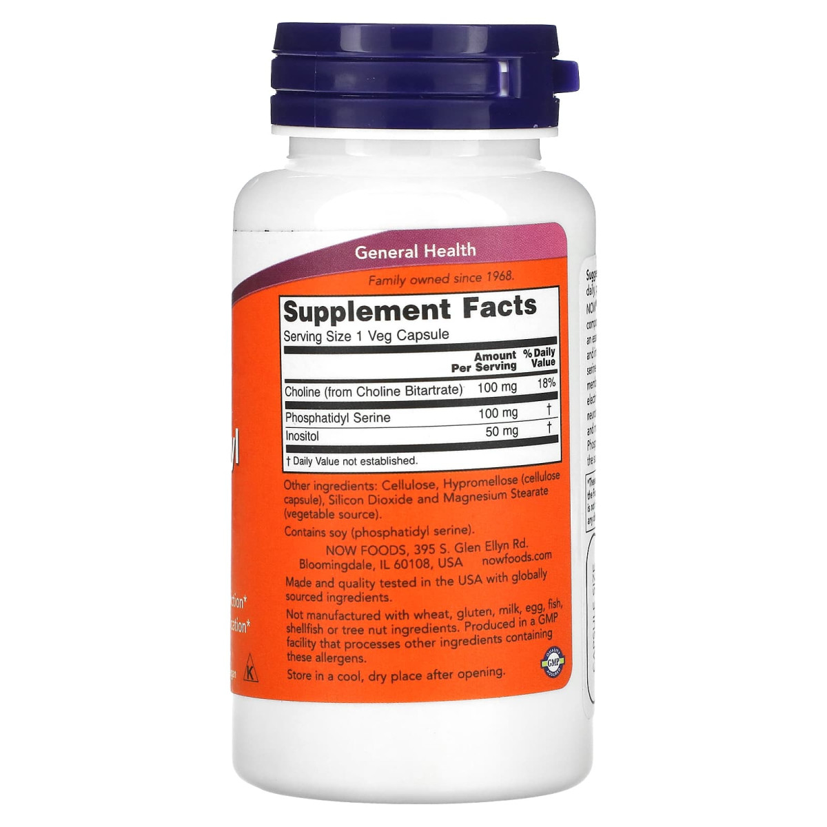 NOW Foods, Fosfatydyloseryna, 100 mg, 60 kapsułek roślinnych