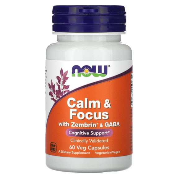 NOW Foods, Calm & Focus With Zembrin & GABA, 60 kapsułek roślinnych