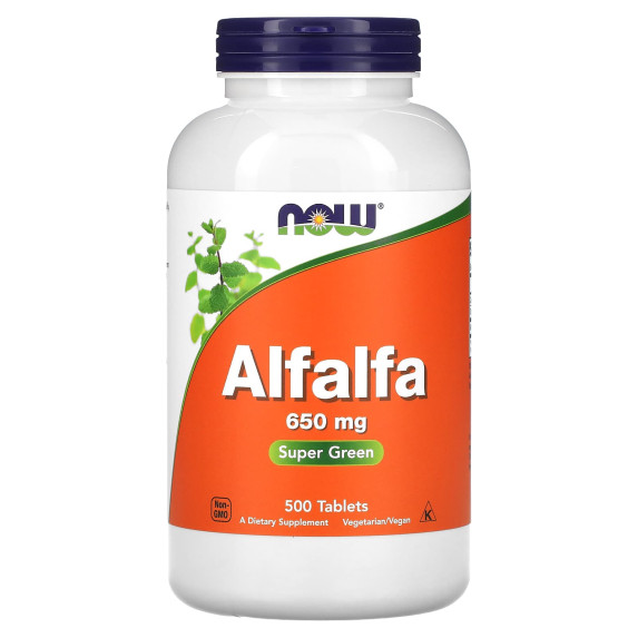 NOW Foods, Lucerna, 650 mg, 500 tabletek