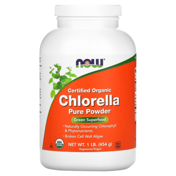 NOW Foods, Certyfikowana organiczna chlorella, czysty proszek, 454 g