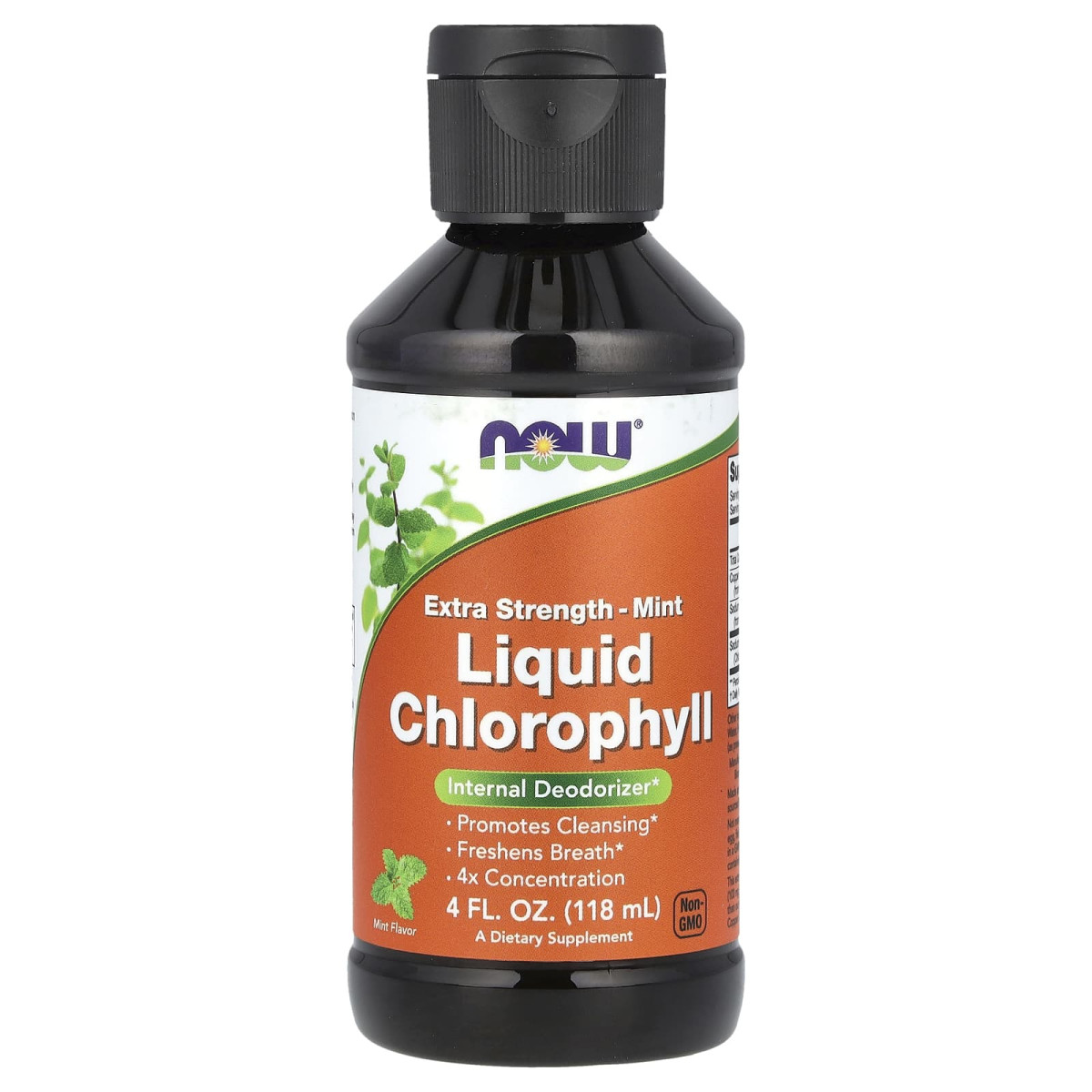 NOW Foods, Chlorofil w płynie o zwiększonej sile działania, miętowy, 118 ml