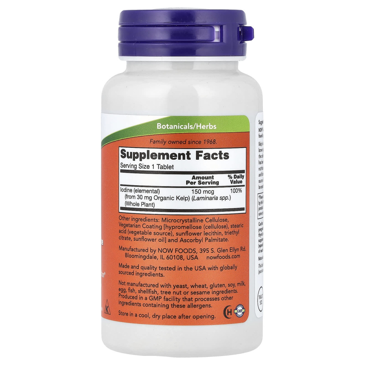 NOW Foods, Listownicowce, 150 μg, 200 tabletek