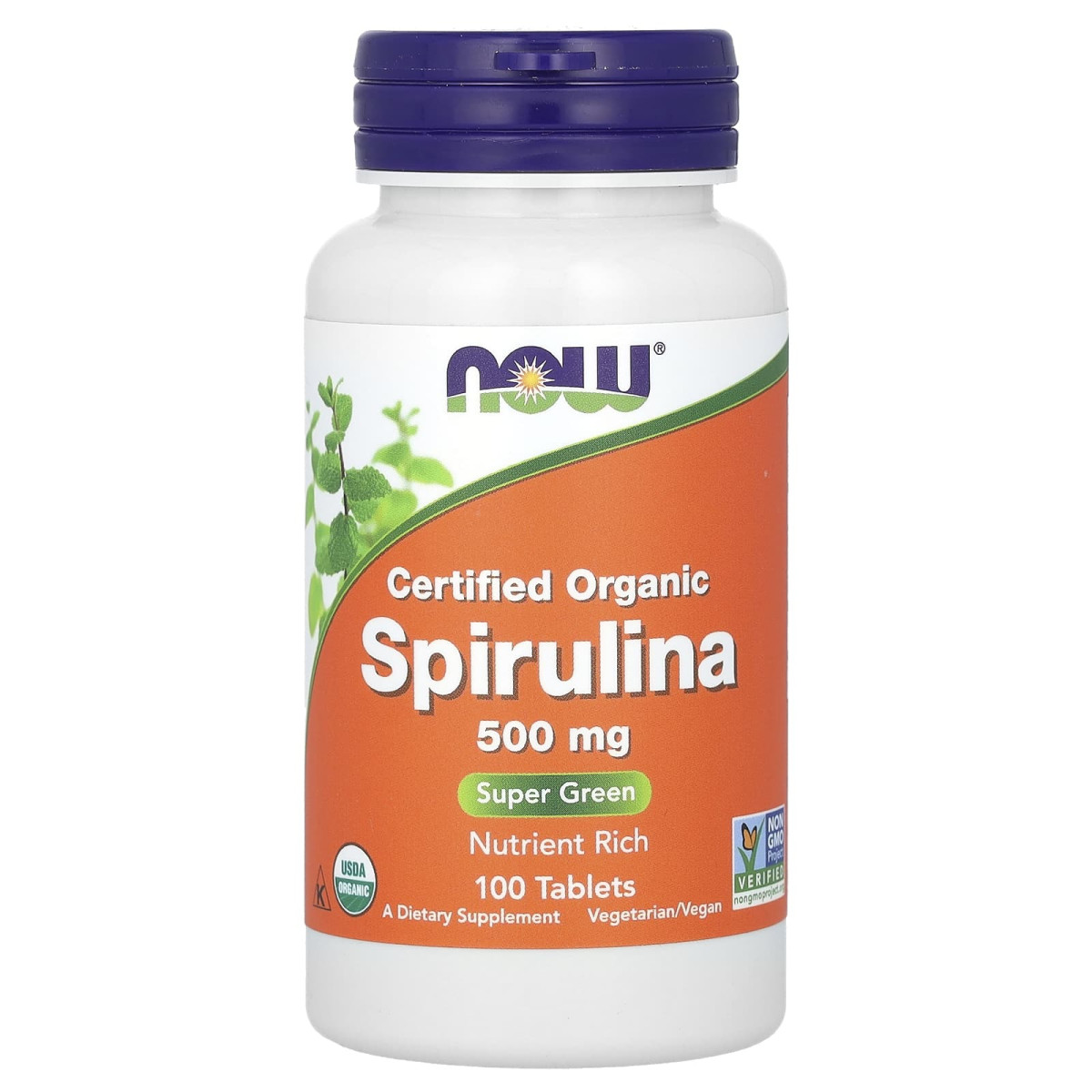 NOW Foods, Certyfikowana organiczna spirulina, 500 mg, 100 tabletek