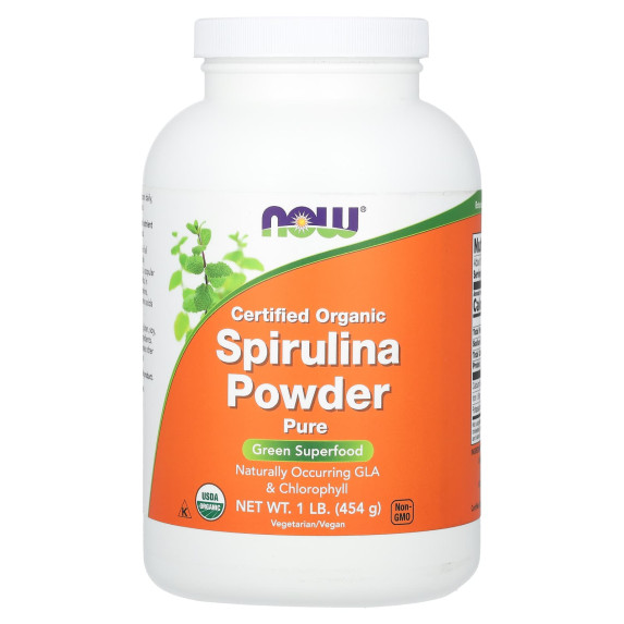 NOW Foods, Certyfikowana organiczna spirulina w proszku, 454 g