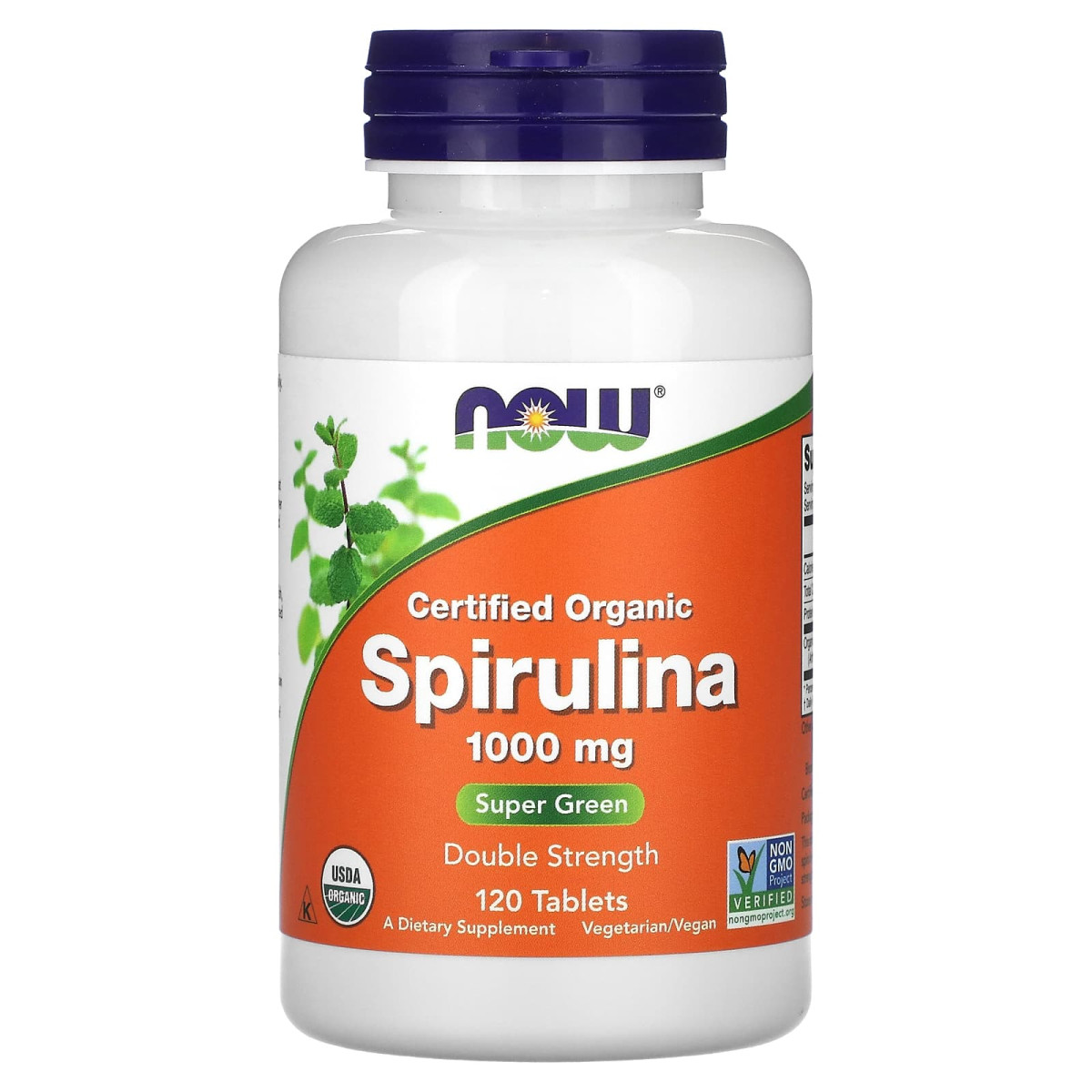 NOW Foods, Certyfikowana organiczna spirulina o podwójnej sile, 1000 mg, 120 tabletek