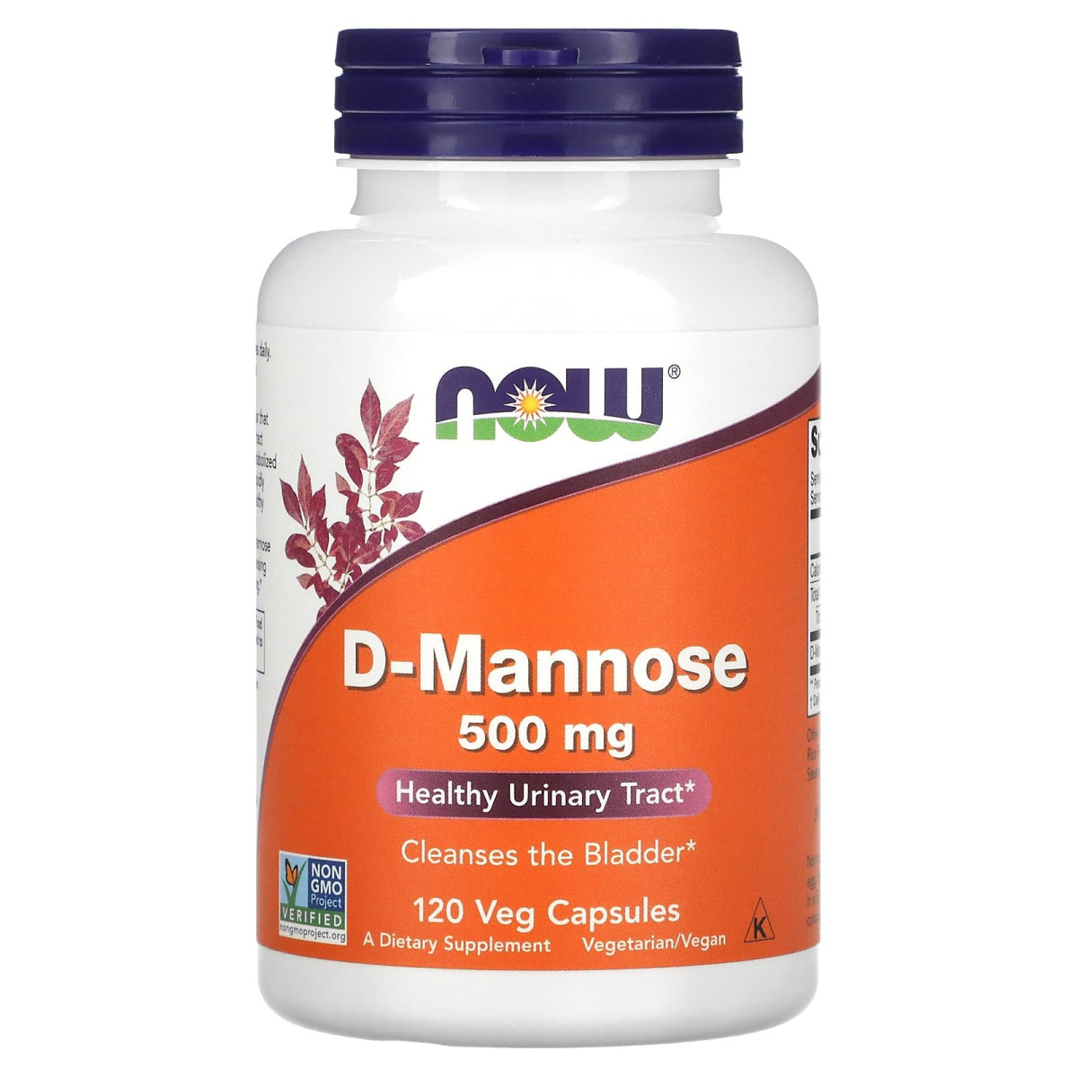 NOW Foods, D-Mannoza, 500 mg, 120 kapsułek wegetariańskich