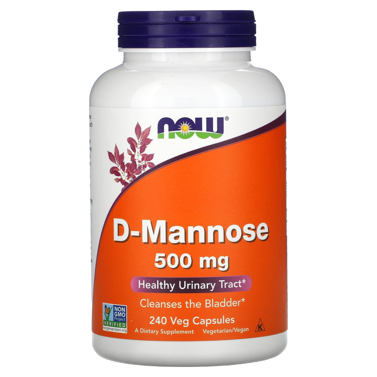 NOW Foods, D-mannoza, 500 mg, 240 kapsułek roślinnych