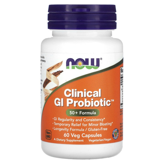 NOW Foods, Clinical GI Probiotic, formuła 50+, 60 kapsułek roślinnych