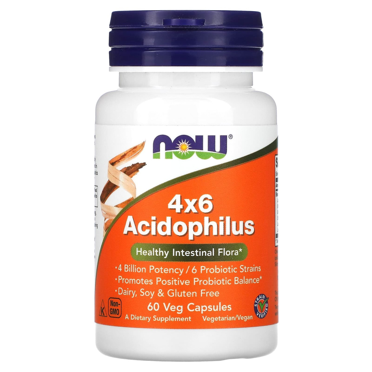 NOW Foods, 4x6 Acidophilus, 60 kapsułek roślinnych